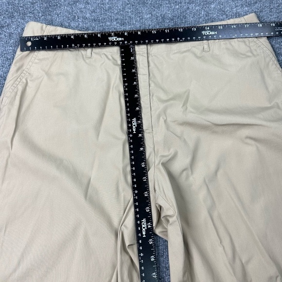 J Jill Pants Womens 14W Khaki Tan 100% Cotton Flat Front Adjustable Side Buttons - Picture 3 of 12
